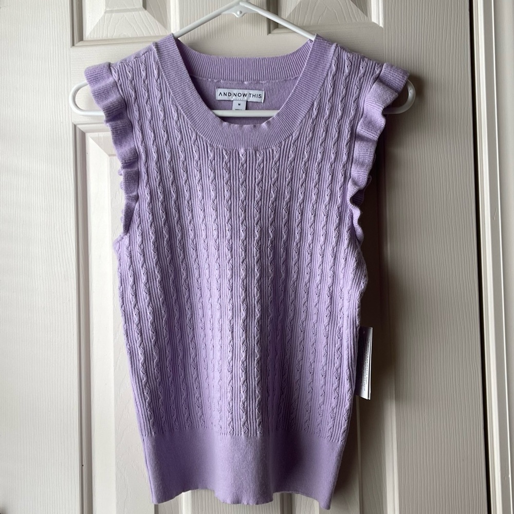 NWT Lavender Ruffled Sleeveless Top- - Picture 2 of 3